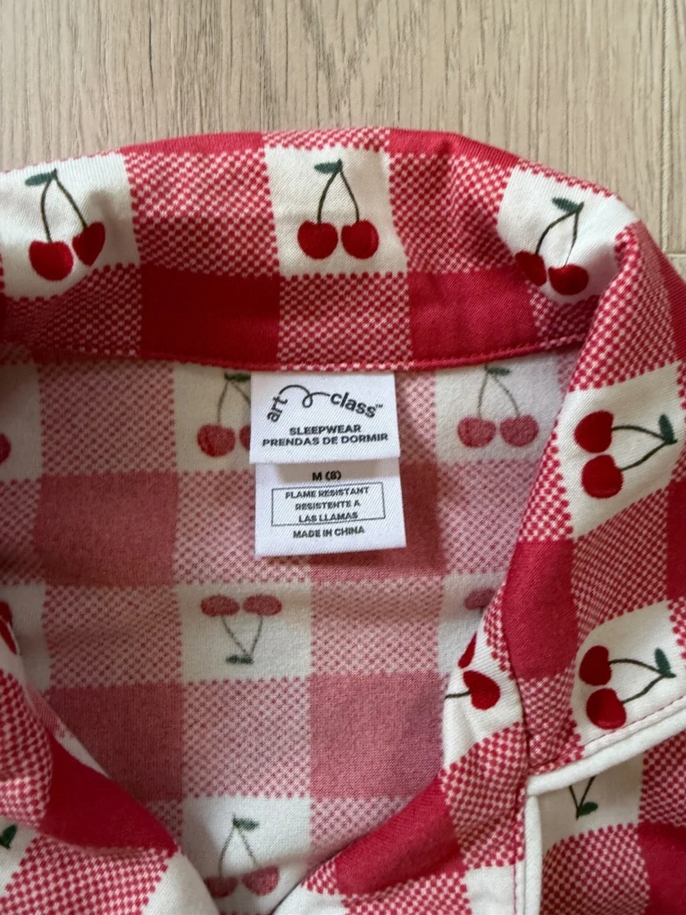 Girls Art Class Cherry Gingham Pajama Set - Size 8